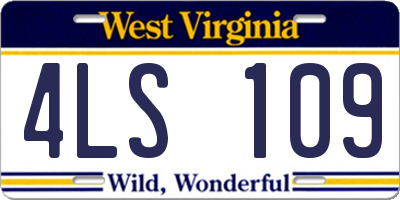 WV license plate 4LS109