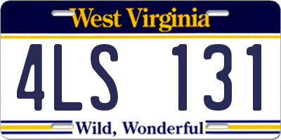 WV license plate 4LS131