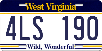 WV license plate 4LS190