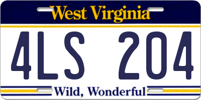 WV license plate 4LS204