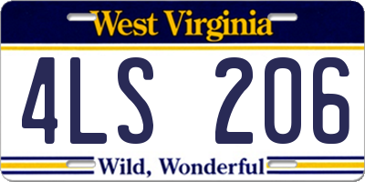 WV license plate 4LS206