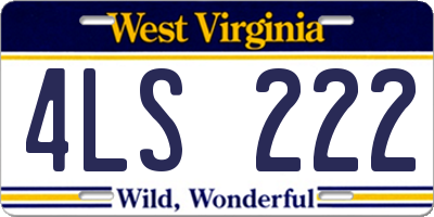 WV license plate 4LS222