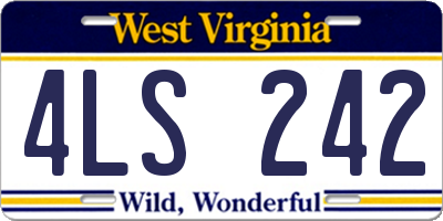 WV license plate 4LS242