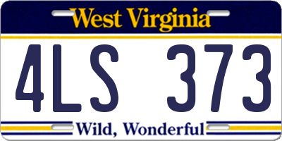 WV license plate 4LS373