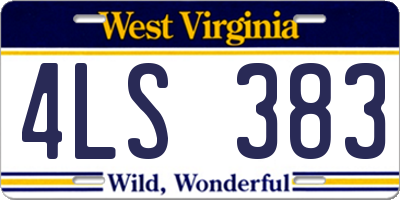 WV license plate 4LS383