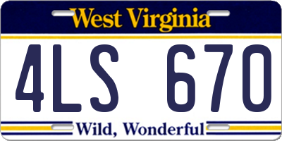 WV license plate 4LS670