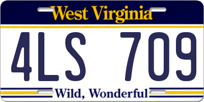 WV license plate 4LS709