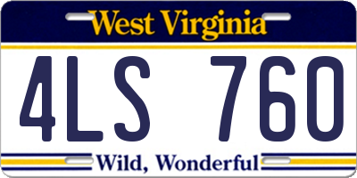WV license plate 4LS760
