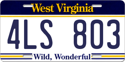 WV license plate 4LS803