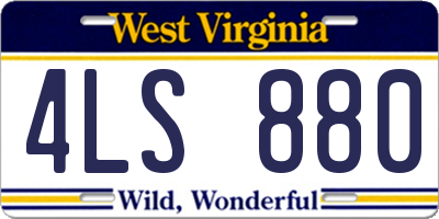 WV license plate 4LS880