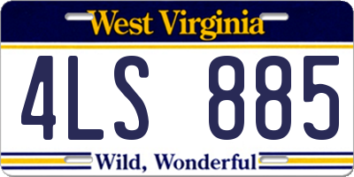 WV license plate 4LS885