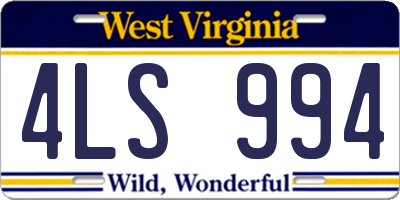 WV license plate 4LS994