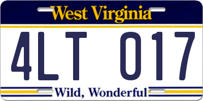 WV license plate 4LT017