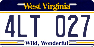 WV license plate 4LT027