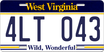 WV license plate 4LT043