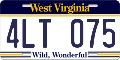 WV license plate 4LT075