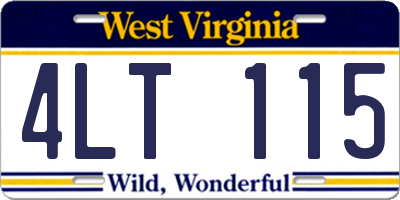 WV license plate 4LT115