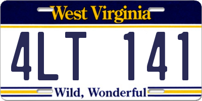 WV license plate 4LT141