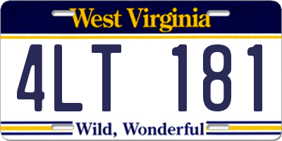 WV license plate 4LT181