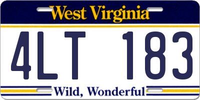 WV license plate 4LT183