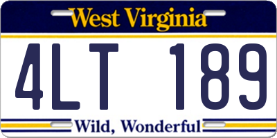 WV license plate 4LT189
