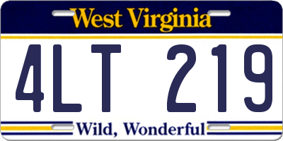 WV license plate 4LT219