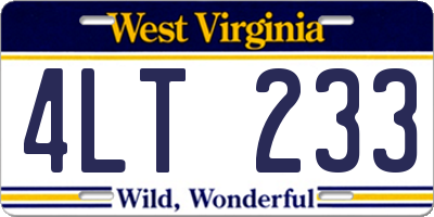 WV license plate 4LT233