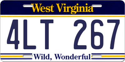 WV license plate 4LT267