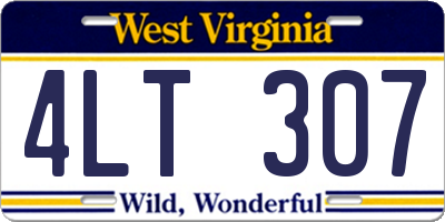 WV license plate 4LT307