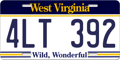 WV license plate 4LT392