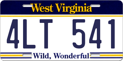 WV license plate 4LT541
