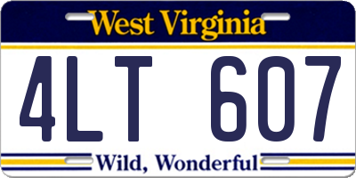 WV license plate 4LT607