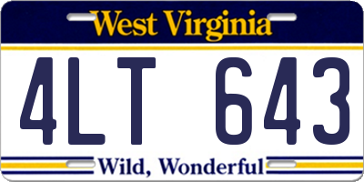 WV license plate 4LT643