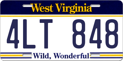 WV license plate 4LT848