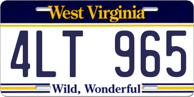WV license plate 4LT965