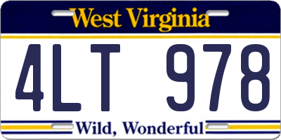 WV license plate 4LT978