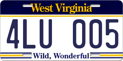 WV license plate 4LU005