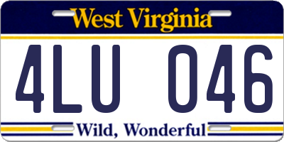 WV license plate 4LU046