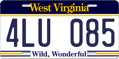 WV license plate 4LU085