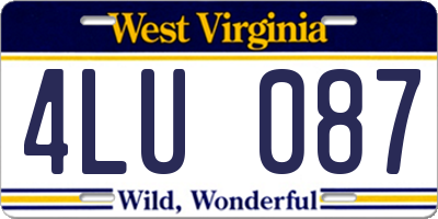 WV license plate 4LU087
