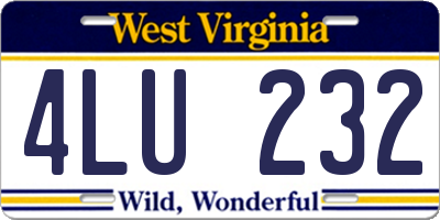 WV license plate 4LU232