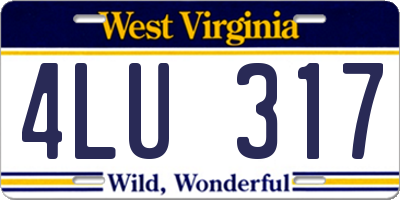 WV license plate 4LU317