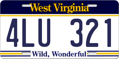 WV license plate 4LU321