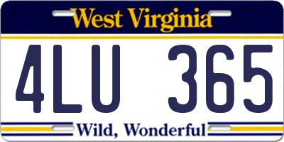 WV license plate 4LU365