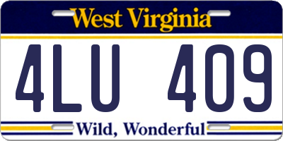 WV license plate 4LU409
