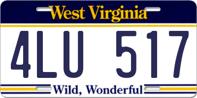 WV license plate 4LU517