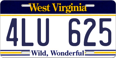 WV license plate 4LU625