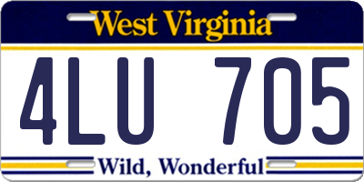 WV license plate 4LU705