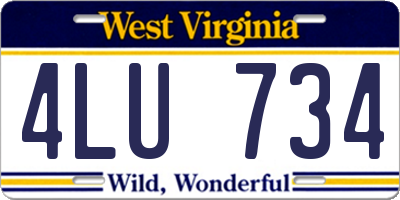 WV license plate 4LU734