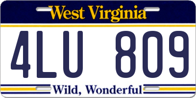 WV license plate 4LU809